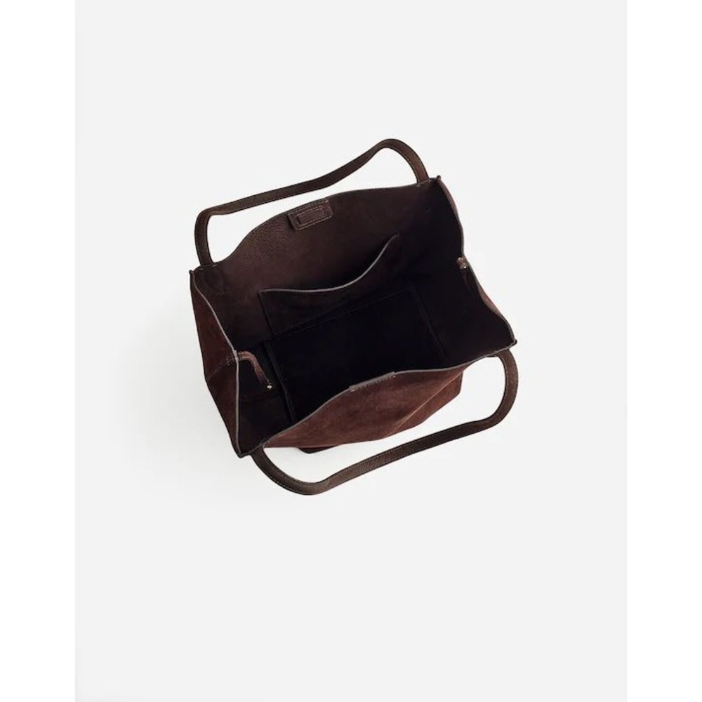 Madewell The Shopper Tote Soft Grain Suede Dark Carob Oversized Shoulder Bag - Picture 3 of 14